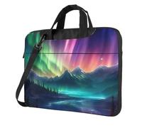 Dark Northern Lights Print Ultra-Thin Portable Laptop Bag Stylish Women Men Briefcase Office Commute Travel