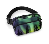 Dark Northern Lights Print Waist Bag Fashion Fanny Bag with Adjustable Strap for Outdoor Workout Cycling Unisex, white, 20x13cm, Waist Bag