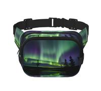 Dark Northern Lights Print Waist Pack Square Waist Bag Workout Hiking Running Travel Gym Pretty Zipper Fashion