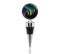 Dark Northern Lights Print Wine Stopper Zinc Alloy Beverage Bottle Stopper Reusable Leak Proof Wine Cork Cute Champagne Saver Decorative Bottle Sealer Plug Gift for Men Women