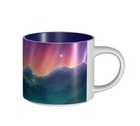 Dark Northern Lights Printing Large-Capacity Ceramic Mugs Functional Cups For Home Office Sleek Design Comfort Grip Handle