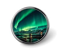 Dark Northern Lights Round Badge Personalized Metal Lapel Pin Badges Fit Clothing Bags Hat Humorous Printed Brooch Badge Party Decorations Accessories for Men Women