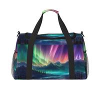 Dark Northern Lights Travel Duffel Bag Large Foldable Waterproof Overnight Bag Beach Swim Bags Pool Sports Gym