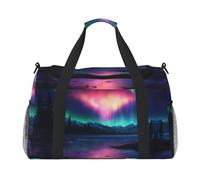 Dark Northern Lights Travel Duffel Bag Large Foldable Waterproof Overnight Bag Beach Swim Bags Pool Sports Gym