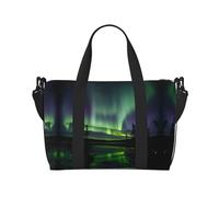 Dark Northern Lights Women Travel Duffel Bag, Large Weekender Carry-On Tote, Gym Workout Bag,Mommy Hospital Bag, Black, One Size
