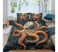 Dark Ocean Octopus Duvet Cover Set 3 Piece Set, Gothic Fantasy Art