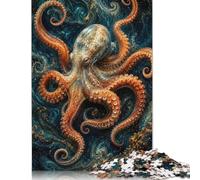 Dark Ocean Octopus Jigsaw Puzzle 1000 Pieces, Marine Life Motif