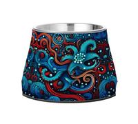 Dark Octopus Abstract Blue Non Slip Anti Skid Dog Bowls Stainless Steel Food Water Bowl Stackable Pet Puppy Dishes