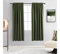 Dark Olive Green Blackout Curtains for Classical Dining Room Kitchen Bathroom Deco - Loden Room Darkening Thermal Insulated Window Curtain Panels for Bedroom,Set of 2 Panels,W 52 x L 63