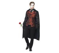Smiffy's Adult Men's Dark Opera Masquerade Costume, Cape, Mock Shirt, Mask, -