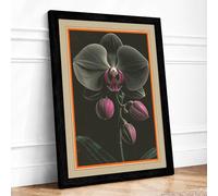 Dark Orchid Study Botanical Framed Wall Art Print A3 (42×29.7cm) Black, Wall Decor for Living Room, Bedroom, Office & Home, Ready to Hang, Art Gift