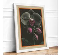 Dark Orchid Study Botanical Framed Wall Art Print A3 (42×29.7cm) White, Wall Decor for Living Room, Bedroom, Office & Home, Ready to Hang, Art Gift