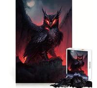 Dark Owl Glowing Red Eyes Jigsaw Puzzles 1000 Piece for Teenagers Logic Game Sharp Edge Hard Challenge Game Night (38x52cm)