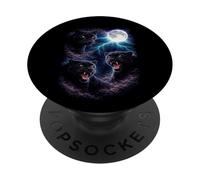 Dark Panthers Under the Full Moon Vintage Fantasy Lightning PopSockets Adhesive PopGrip