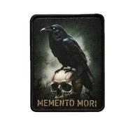 Dark Patch Memento Mori Raven Skull 8 x 6.1 cm - Gothic Style Morale Patch for Backpack Jacket Bag Streetwear Customisation