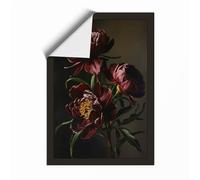 Dark Peonies Botanical Unframed Wall Art Print A3 (42×29.7cm), Wall Decor for Living Room, Bedroom, Office & Home, Art Gift
