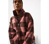 Dark Pink Check Quarter Zip Borg Fleece XXL