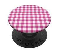 Dark Pink Gingham Plaid Aesthetic Check Pattern PopSockets Adhesive PopGrip