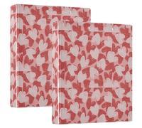 Dark Pink White Hearts 3 D-Ring Binder A4 2 Pack with 200 Sheet for Kids School Supplies Women Men Office