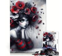 Dark Poppies Night Jigsaw Puzzles for Adults1000 Pieces Reason Skill Fine Detail Happy Challenge Art Display (38x52cm)