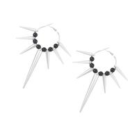 Dark Punk Inspired Four Pointed Star Earrings Intricate Gothic Rivet Hoop Ear Buckles Accessories For Women Girls