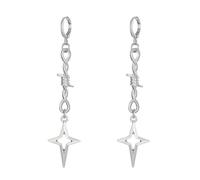 Dark Punk Inspired Four Pointed Star Earrings Intricate Gothic Rivet Hoop Ear Buckles Accessories For Women Girls