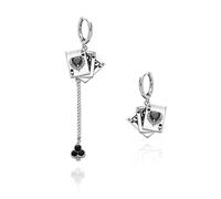 Dark Punk Playing Card Earrings with Tassel and Diamond Club Inlaid Asymmetric Poker Ear Jewelry Pendant for Nervous Style Card Game For Women