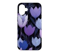 Dark Purple Blue Tulips Flowers Floral Midnight Garden Case for iPhone 16 Plus