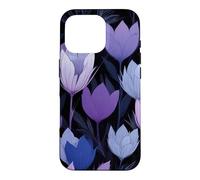 Dark Purple Blue Tulips Flowers Floral Midnight Garden Case for iPhone 16 Pro