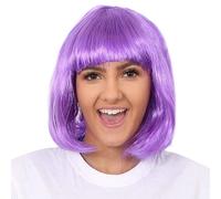 Dark Purple Bob Wig I Love Fancy Dress Purple 24 Pack