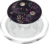 Dark Purple Boho Moon Wildflower Floral PopSockets PopGrip for MagSafe