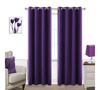 Dark Purple Curtains 84 Inch Length for Living Room 2 Panels Set Grommet Window Drapes Rich Royal Deep Purple Blackout Luxe Elegant Curtains for Bedroom Girls ,52 x 84 Inches Long Eggplant Plum