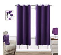 Dark Purple Grommet Insulated Thermal Room Darkening Blackout Curtains 42x63 Inches Long