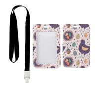 Dark Purple Hens Badge Holder with Black Lanyard, ID Holders, Vertical ID Cards Protector for Student, Vertical Name Badges Protector for Men, Delivery Driver Accessories Nurse Essentials