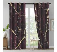 Dark Purple Marble Curtains for Bedroom Living Room, Modern Abstract Texture Blackout Curtains Eyelet 72 Drop - Thermal Patterned Window Drapes Home Decor 46x72 Inch 2 Panels K5