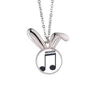 Dark Purple Music Notes Black Rabbit Necklace Pendant Bunny Animal Jewelry Gift