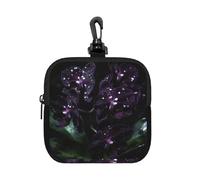 Dark Purple Orchid Small Waterproof Zipper Pouch-Neoprene Storage Bag for Earbuds, Keychain Clip Case