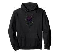 Dark Purple Rose Skull Moon Thorns Graphic Pullover Hoodie