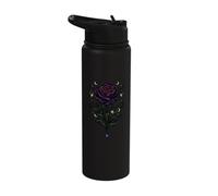 Dark Purple Rose Skull Moon Thorns Graphic Stainless Steel Insulated Water Bottle