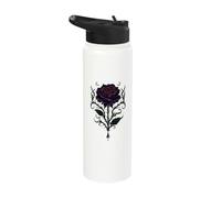 Dark Purple Rose Skull Moon Thorns Graphic Stainless Steel Insulated Water Bottle