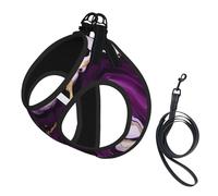 Dark Purple Texture Marble 1 Print Dog Harness with Leash Set with Thickened Padded Vest for Extra-Small/Small Medium Dogs