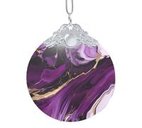 Dark purple texture marble 1 print Glass Circular Pendant - Hanging Decoration with Metal Buckle, Home and Office Decoration