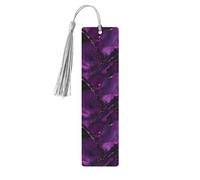 Dark Purple Texture Marble Print 5pcs Wooden Bookmark for Men Women, Bookmarks with Tassel, Bookmarks Gifts for Book Lovers