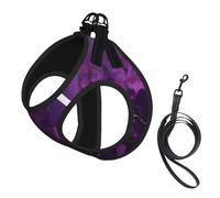 Dark Purple Texture Marble Print Dog Harness with Leash Set with Thickened Padded Vest for Extra-Small/Small Medium Dogs