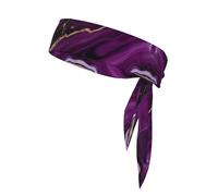 Dark Purple Texture Marble Print Sport Head Ties Headbands Bandanas Workout Hair Band Athletic Sweatbands for Running Tennis