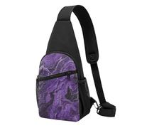 Dark Purple Texture Marble Printed Chest Bag Sling Bag for Men Women, Outdoor Crossbody Fanny Packs Hiking Chest Packs Sport Daypacks