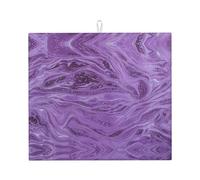 Dark Purple Texture Marble Printed Kitchen Drying Mat - 41x46cm, for Quick Drying of Dishes, Stylish Kitchen Decorative mat