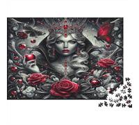 Dark Queen Roses Jigsaw Puzzle 1000Pc Recycled Paper for Adults Puzzle for Adults Hard Difficult Challenging Game Fun Home Present Great Gift Idea 70x50cm/1000pcs