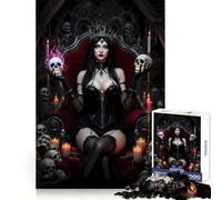 Dark Queen with Skulls︰ Queen of The Underworld 1000 Piece Jigsaw Puzzles for Adults Jigsaw Creative Play High Def Print Real Challenge Birthday Art Gift (38x52cm)