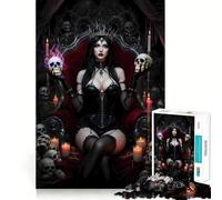 Dark Queen with Skulls︰ Queen of The Underworld Puzzle for Teenagers 1000 Pieces Logic Game Sharp Detail Hard Challenge Art Decor (38x26cm)